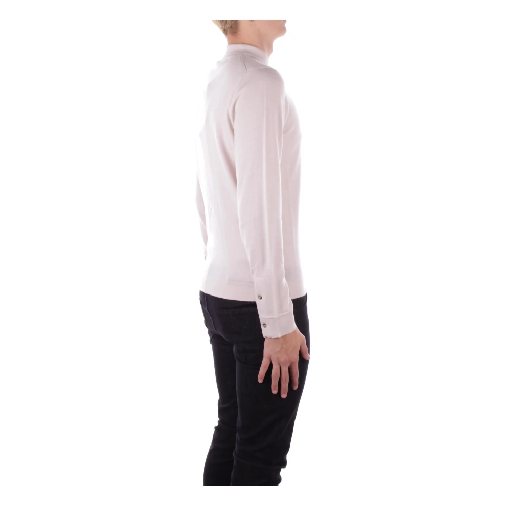 Alpha Studio Logo Front Button Polo Shirt Pink Heren