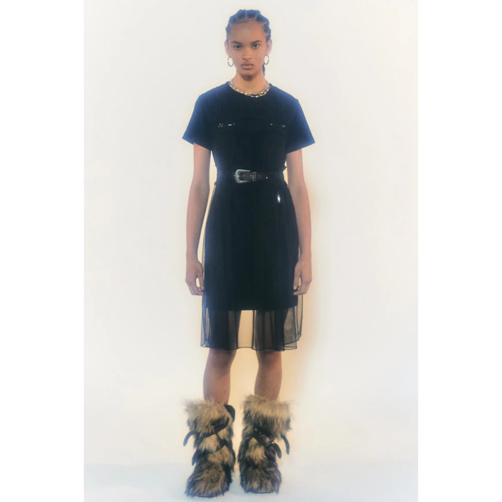 Andersson Bell Mesh En Velvet Jurk Black Dames