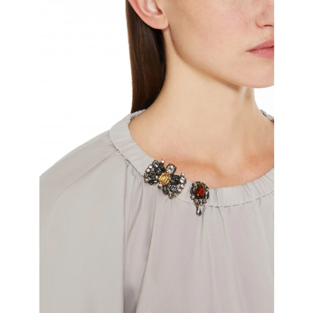 Max Mara Katoenen popeline blouse met juweelapplicaties White Dames
