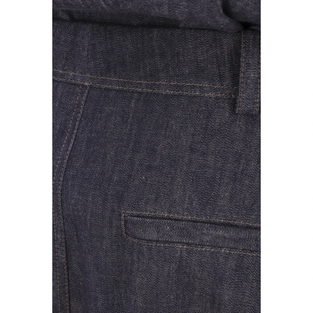 BRUNELLO CUCINELLI Blauwe denim overhemdjurk met korte mouwen Blue Dames