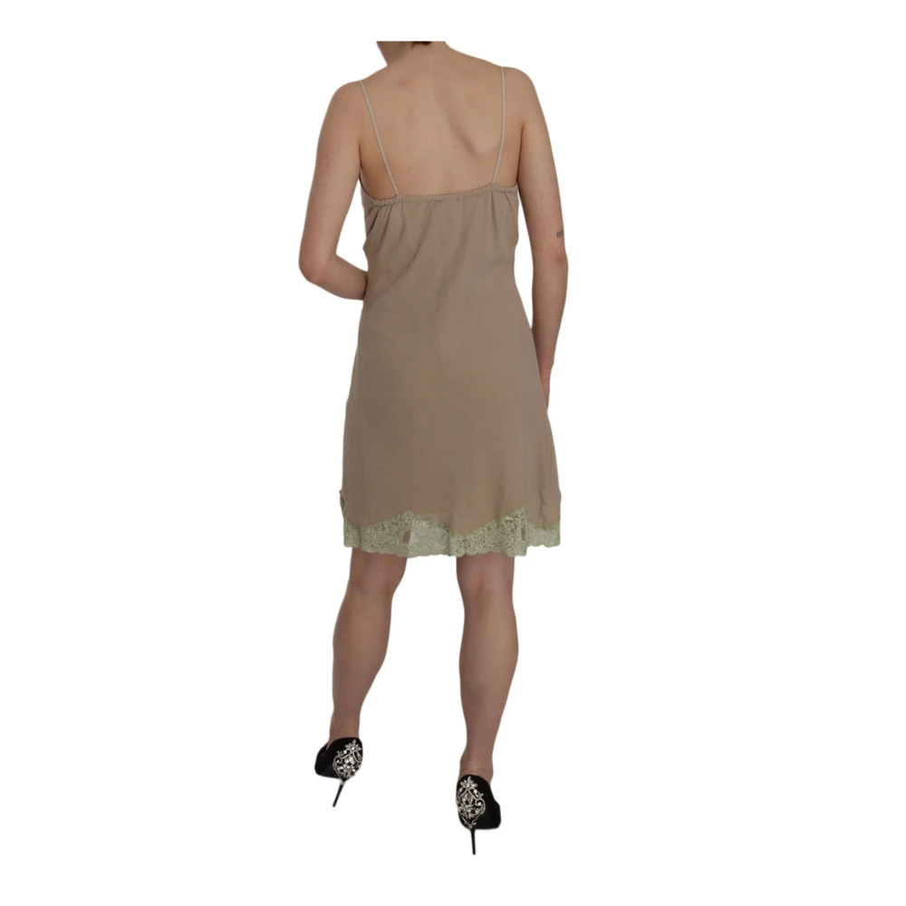 Pink Memories Beige Kant Mini Jurk Beige Dames
