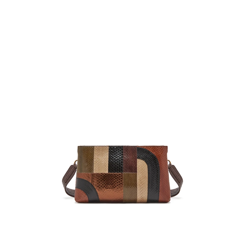Maliparmi Kleine Exotische Intarsia Crossbody TAS Brown Dames