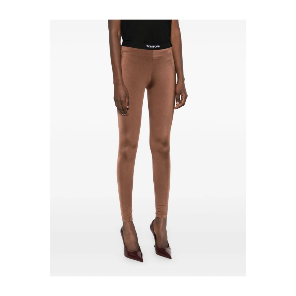 Tom Ford Aarde Bruine Skinny Cut Broek Beige Dames
