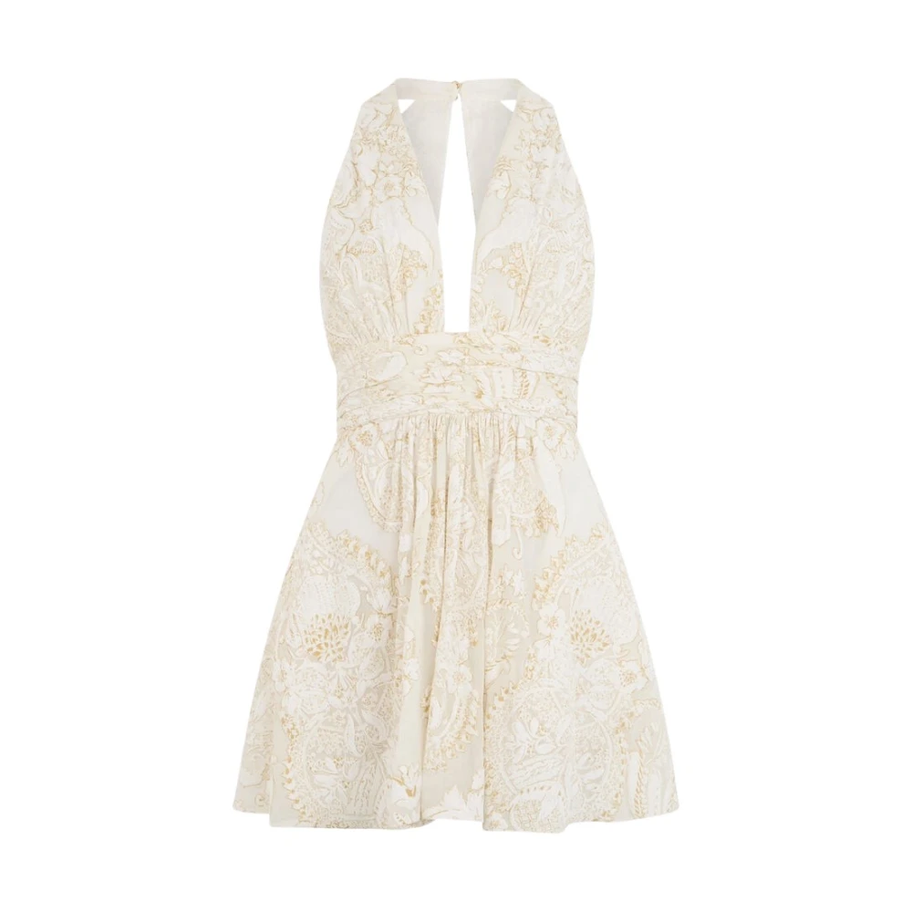 Roberto Cavalli Femme Blanc Robes, Taille: 40 Fr Mini Robe À Motif Ornemental