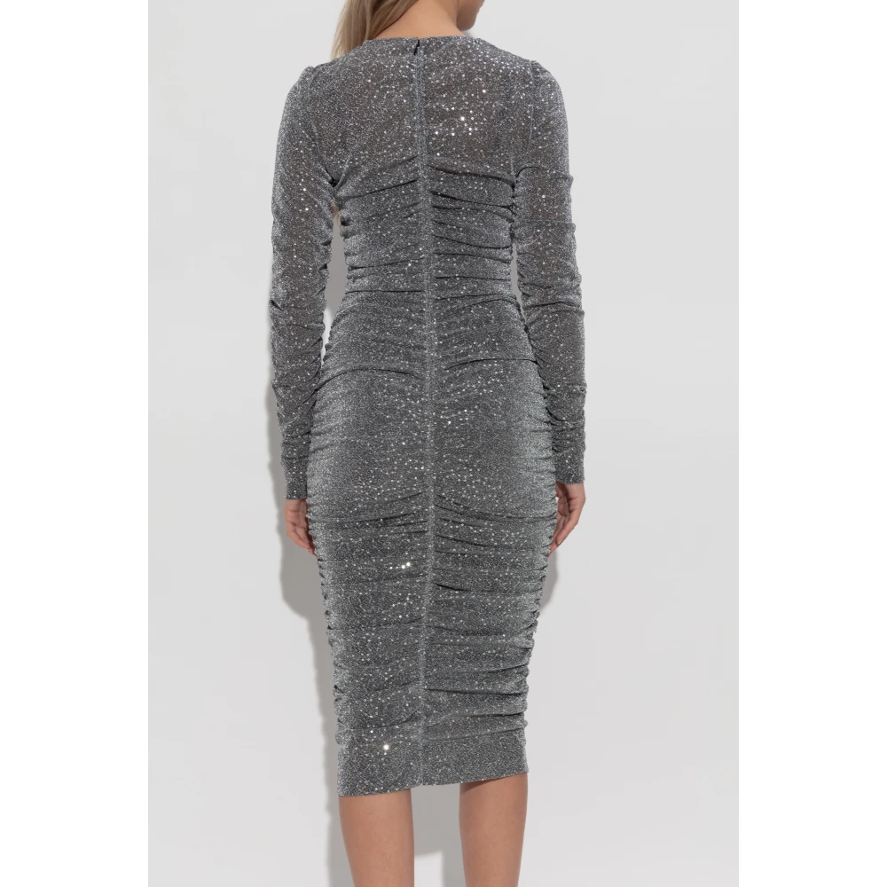 Dolce & Gabbana Paillettenjurk met draperie Gray Dames