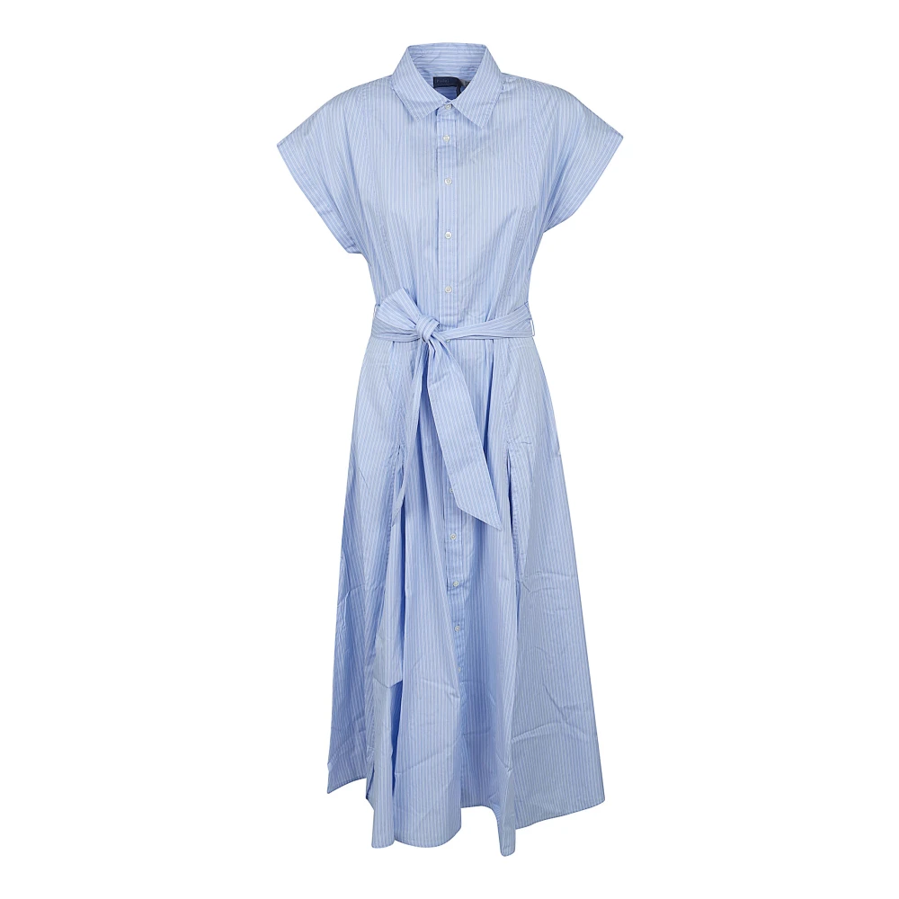 Polo Ralph Lauren Donna Blu Striped Cotton Shirt Dress