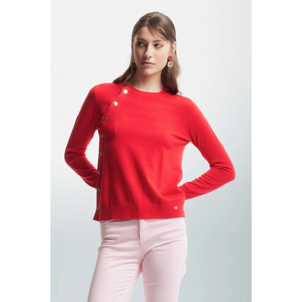 Kocca Zijdelings Geknoopte Viscose Trui Red Dames