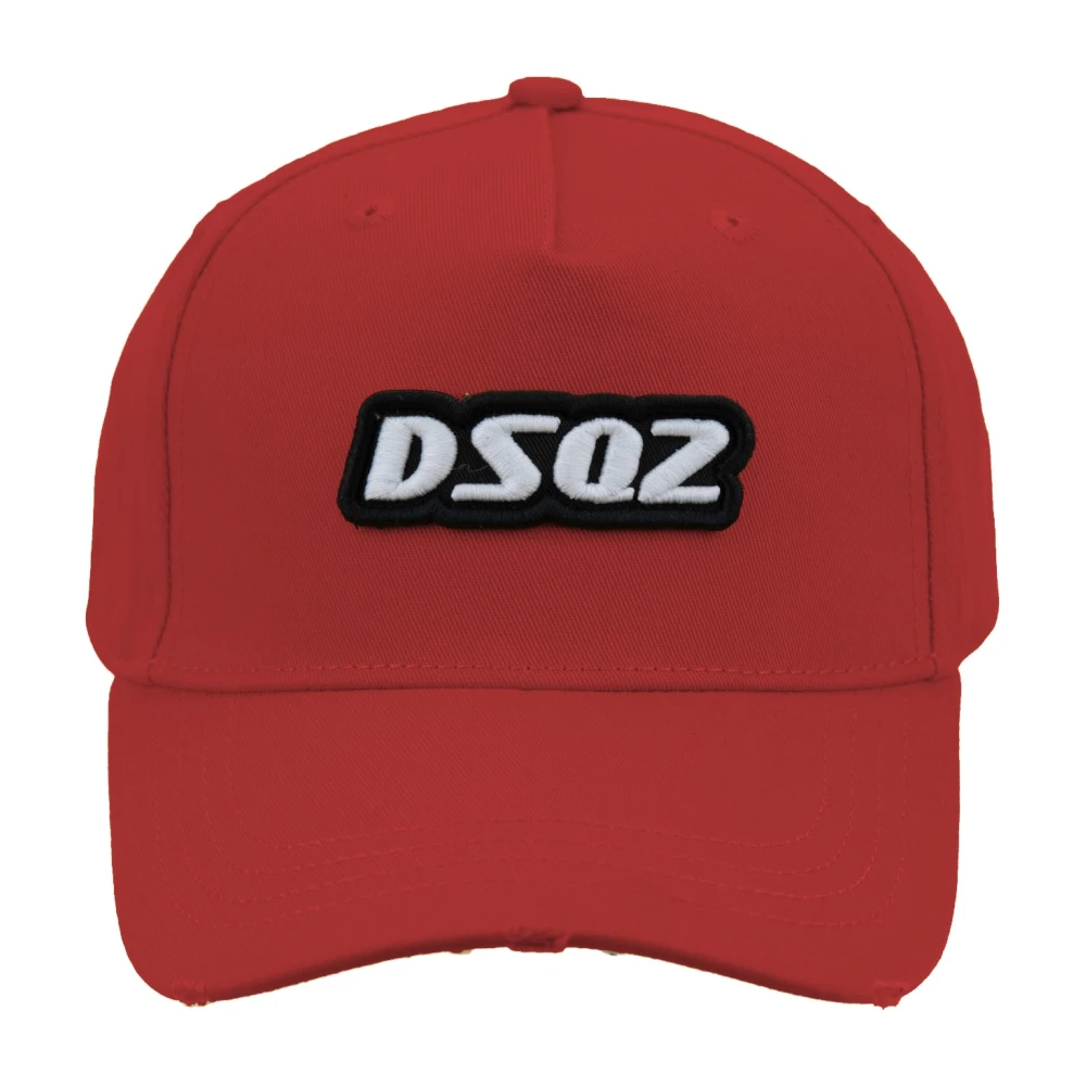 Dsquared2 Unisex Röd Accessoarer One Size, Bomull, Broderad Logo Baseballkeps Fibbia