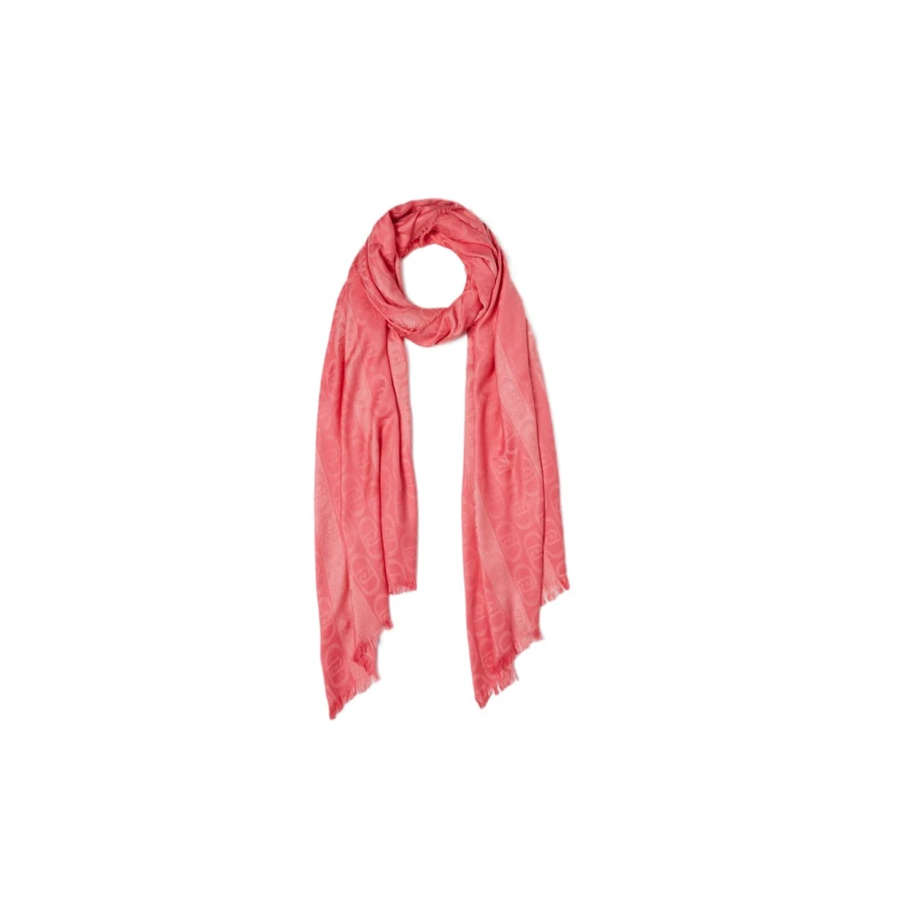 Liu Jo Fuchsia Jacquard Lurex Monogram Sjaal Pink Dames