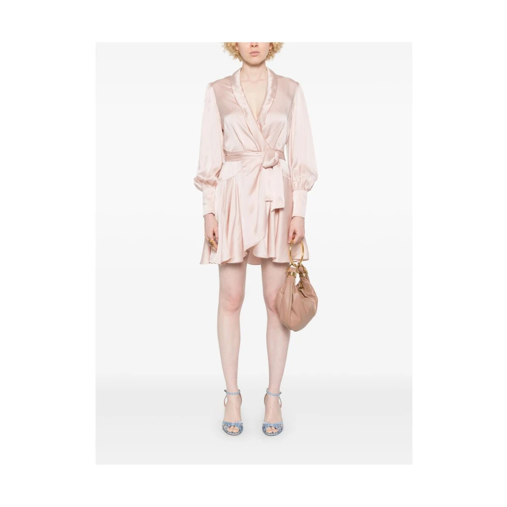 Zimmermann Roze V-hals Shawl Revers Jurk Pink Dames