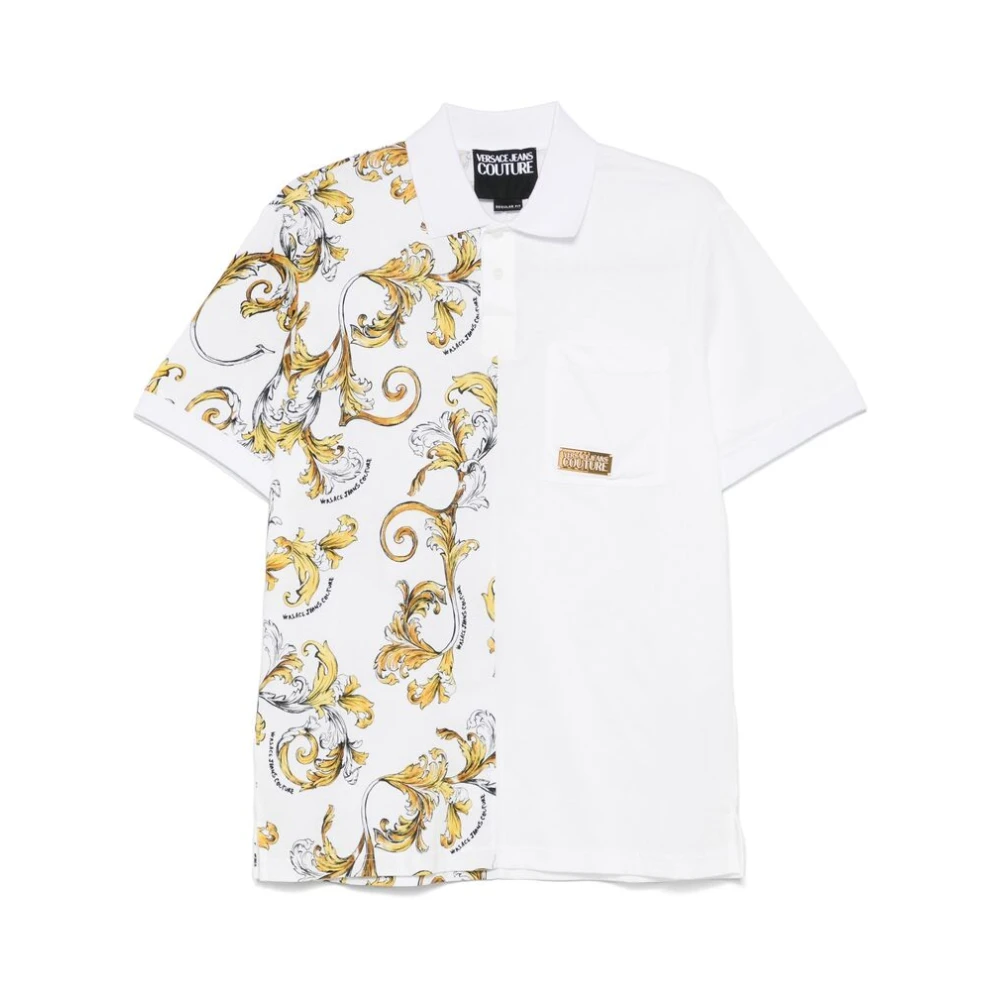 Versace Jeans Couture Witte Korte Mouw Knooptrui White Heren
