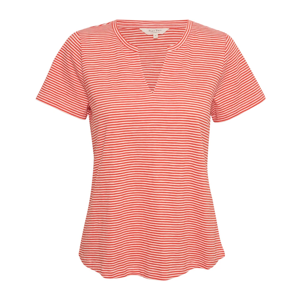 Part Two Gestreept V-hals T-shirt Multicolor Dames