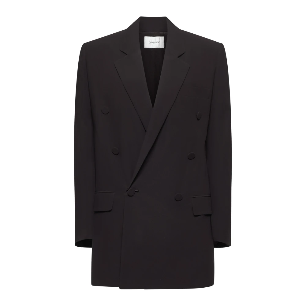 Saint Laurent Women's Brown Blazers, S, Silk Double-Breasted Jacket