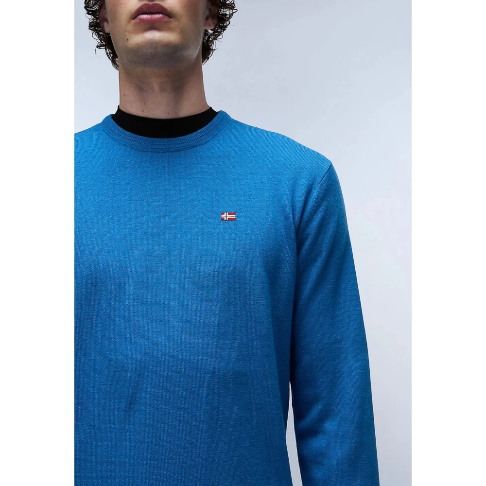 Napapijri Blauwe Saffier Wollen Trui Damavand Blue Heren