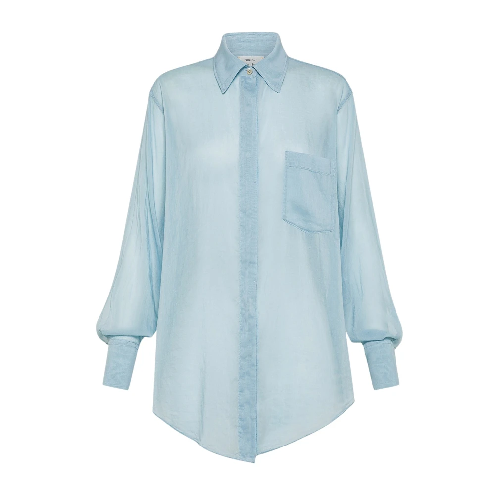 Forte Forte Women's Blue Long Sleeve Cotton And Silk Shirt