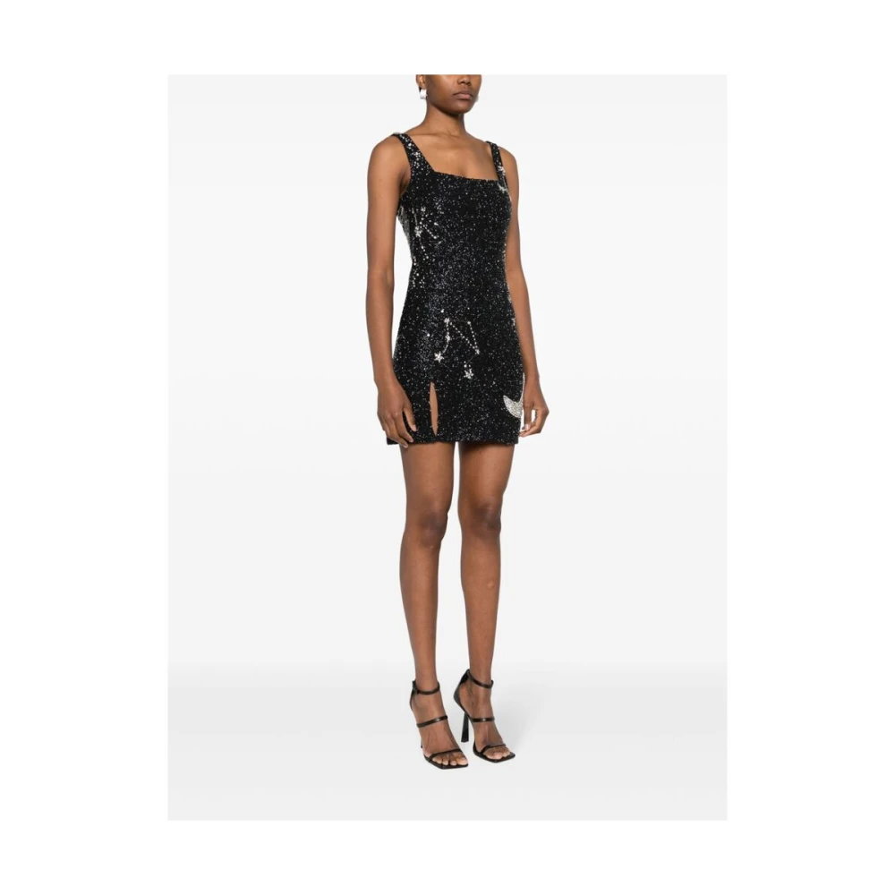 Staud Zwarte Pailletten Vierkante Hals Jurk Black Dames