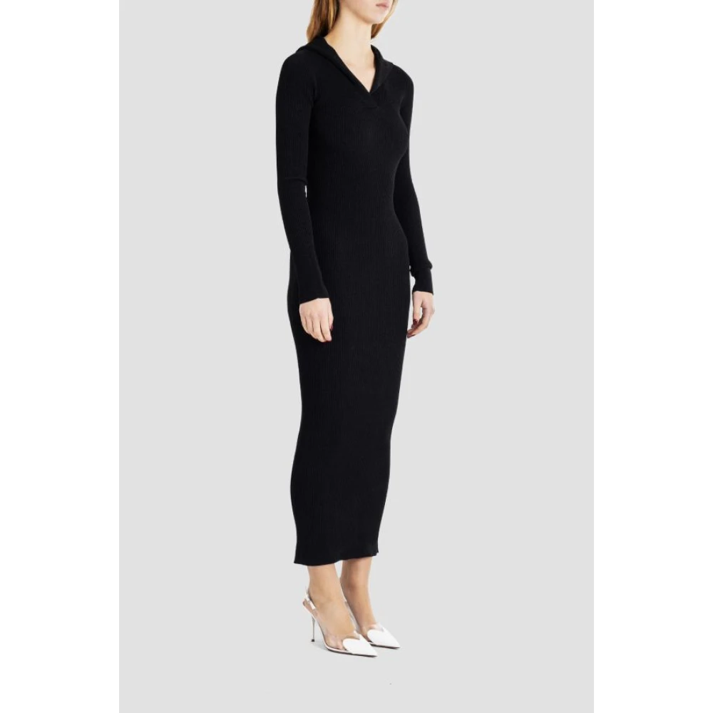 Alaïa Ribgebreide Hoodiejurk Black Dames