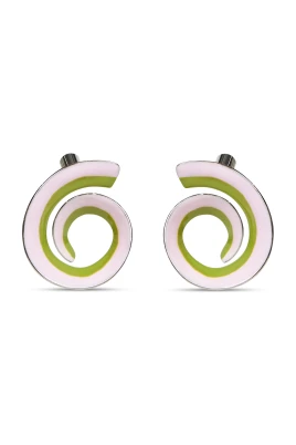 Two-tone Enameled Spiral Earring