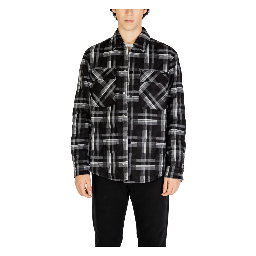Gianni Lupo Geruite Overhemd Lange Mouw Zwart Black Heren