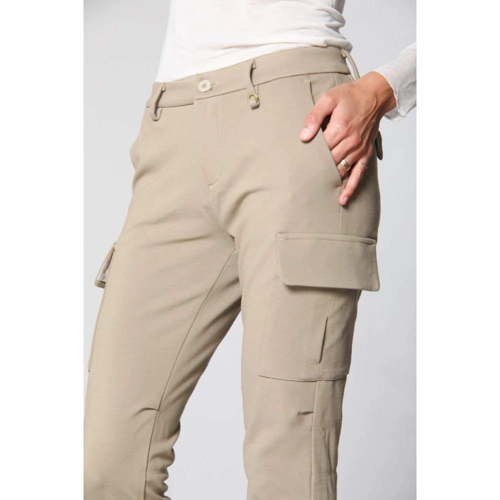Mason's Cargo broek met curvy pasvorm in technisch jersey Beige Dames