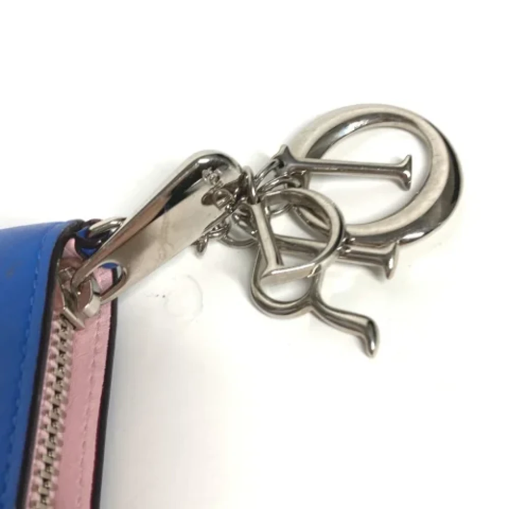 Dior Vintage Pre-owned Leather wallets Blue Dames