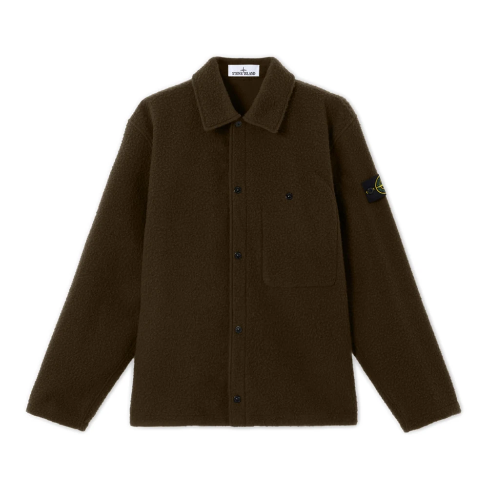 Stone Island Mannelijk Groente Jassen Heren, Groen, S, Wol, Groene Wollen Jas