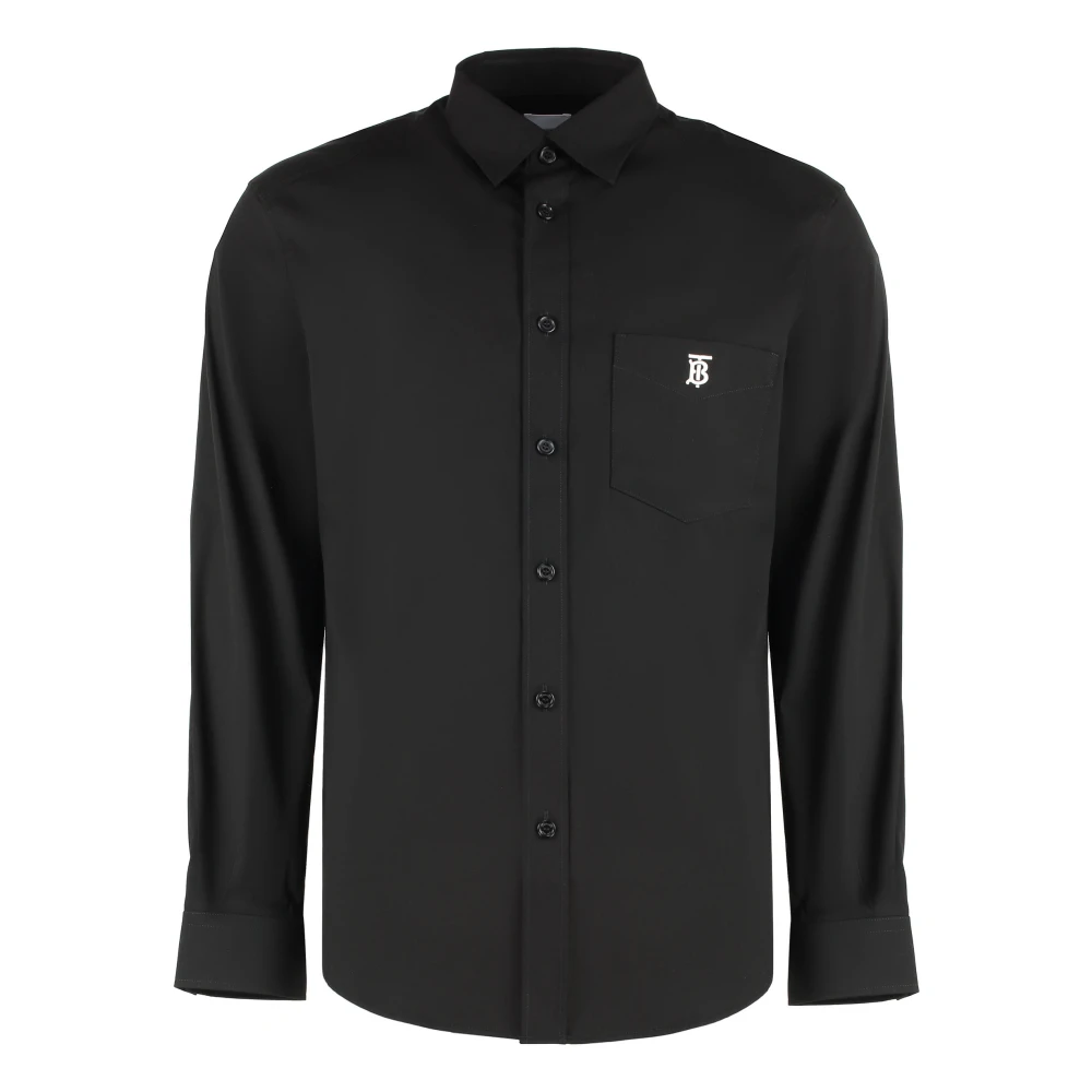 Burberry Stretch Katoenen Casual Overhemd Black Heren