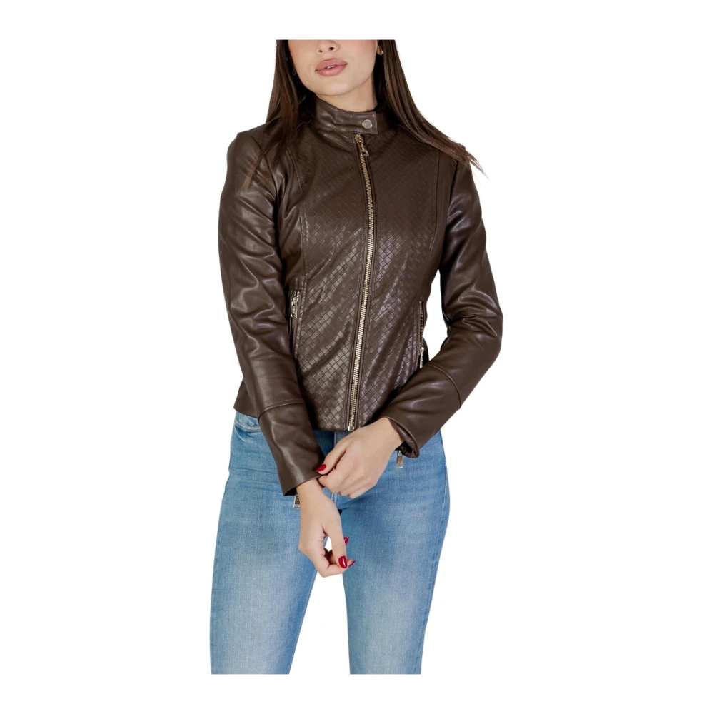 Guess Vrouw Bruin Jassen Dames, S, Blazer Met Lange Mouwen En Ritssluiting Met Ronde Hals