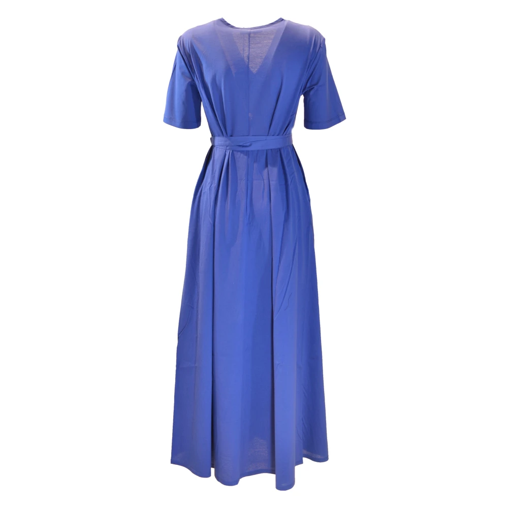 Max Mara Lange poplin jurk met V-hals Blue Dames