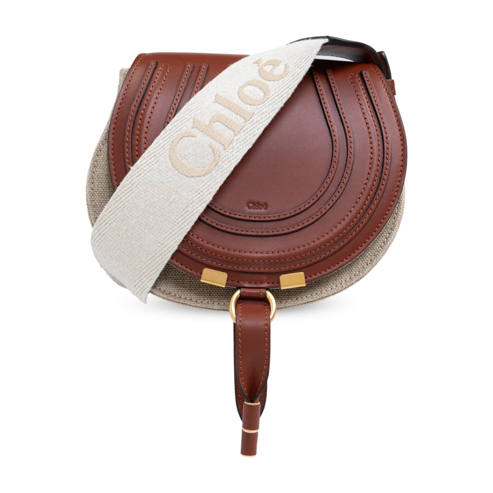 Chloé Bruine Linnen Schoudertas met Tassel Brown Dames