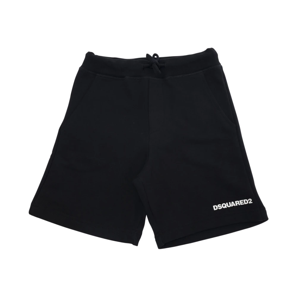 Dsquared2 Svarta Bomullslogo Shorts för Pojkar Black, Unisex