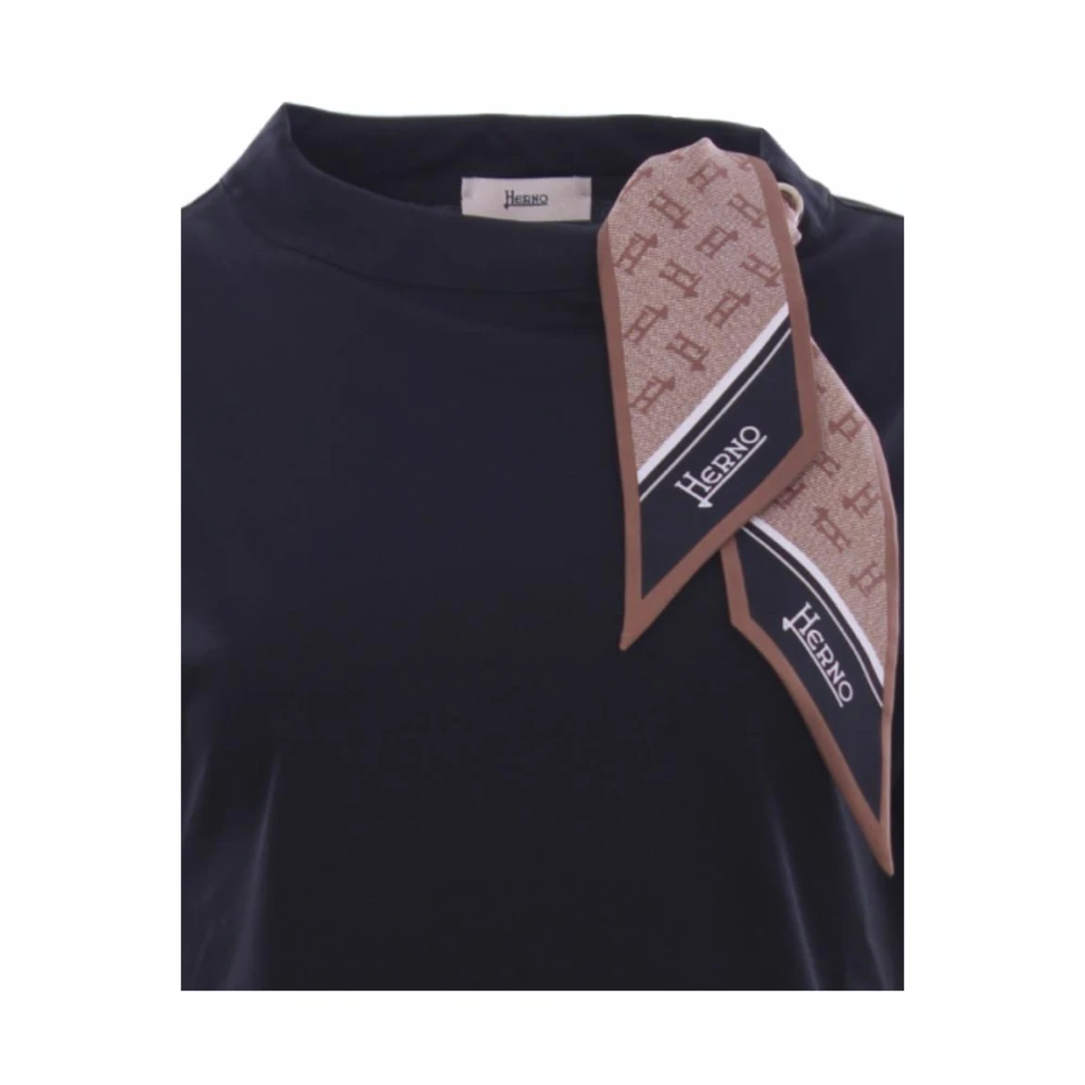 Herno T-shirt met afneembare sjaal Blue Dames