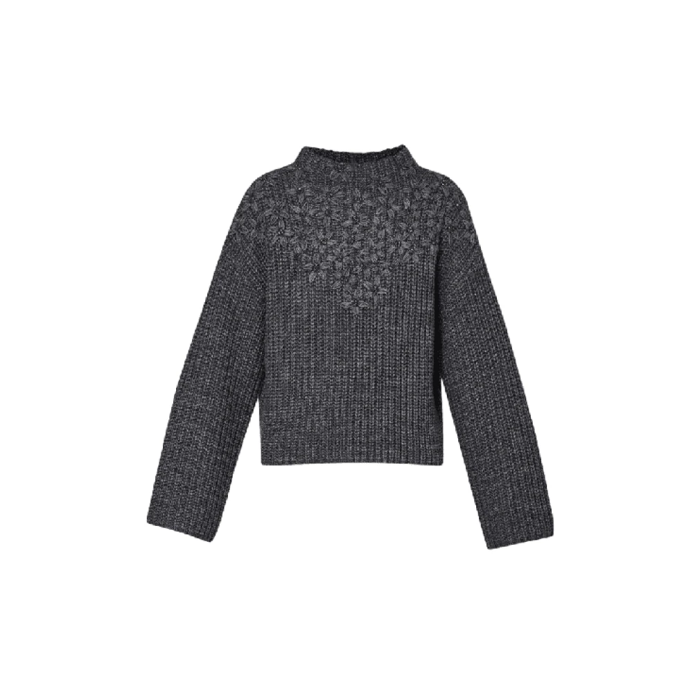 Liu Jo Antraciet Melang Wol Ribtrui Gray Dames