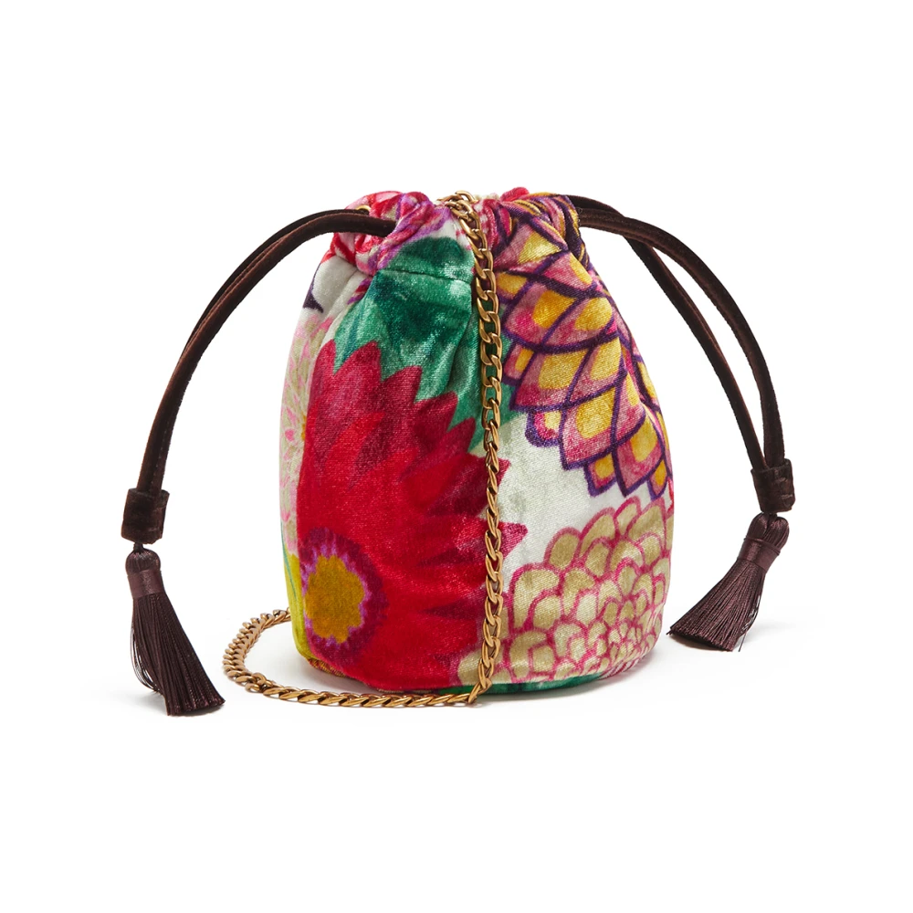 Maliparmi Velvet Mini Bucket Bag met Trekkoord Multicolor Dames