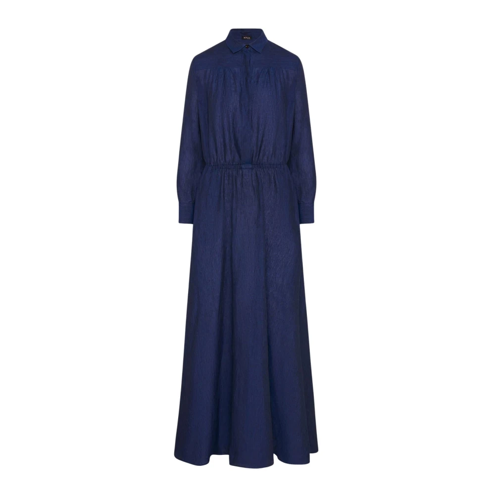Kiton Linnen overhemdjurk met trekkoord taille Blue Dames