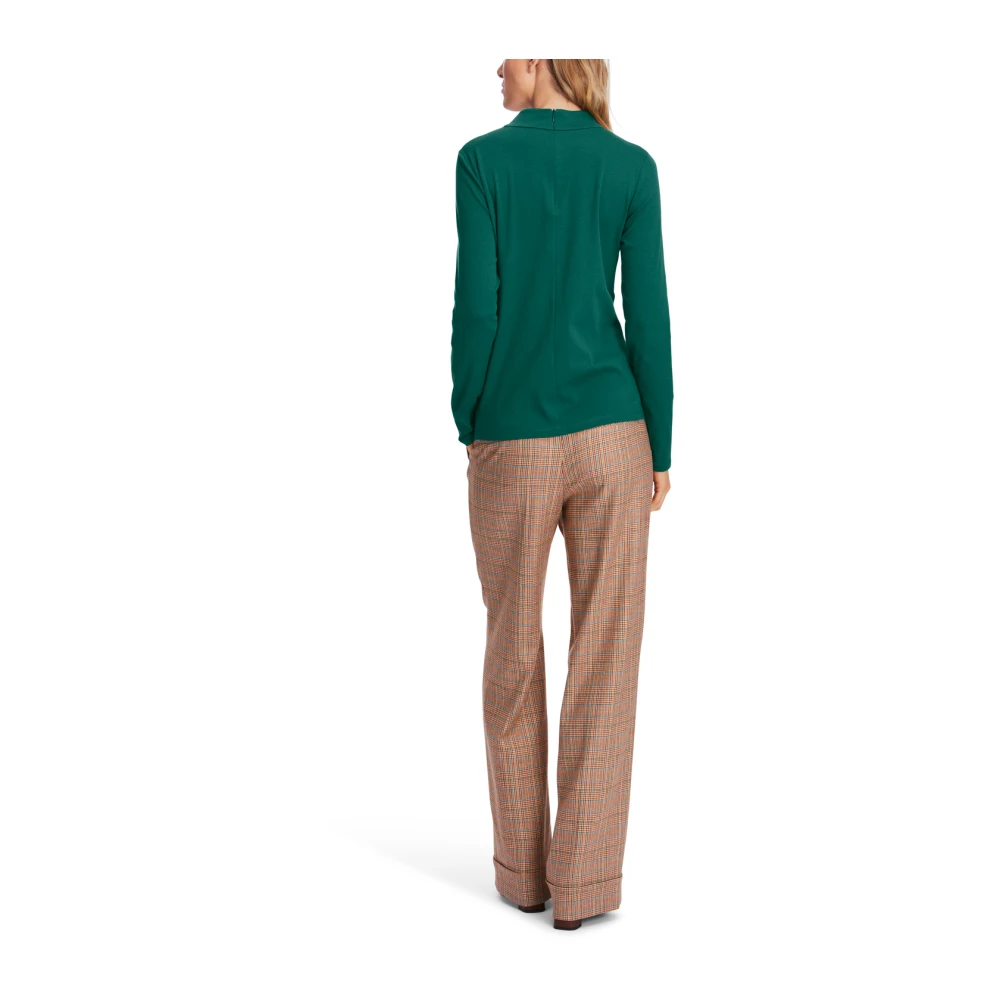Marc Cain T-shirt met knoopsluiting en rits achteraan Green Dames