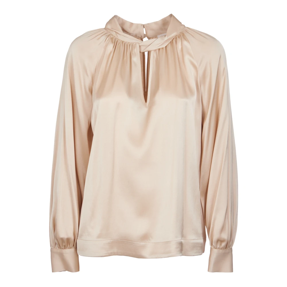 Ottod'Ame Beige Shirt met Wijde Kraag Beige Dames