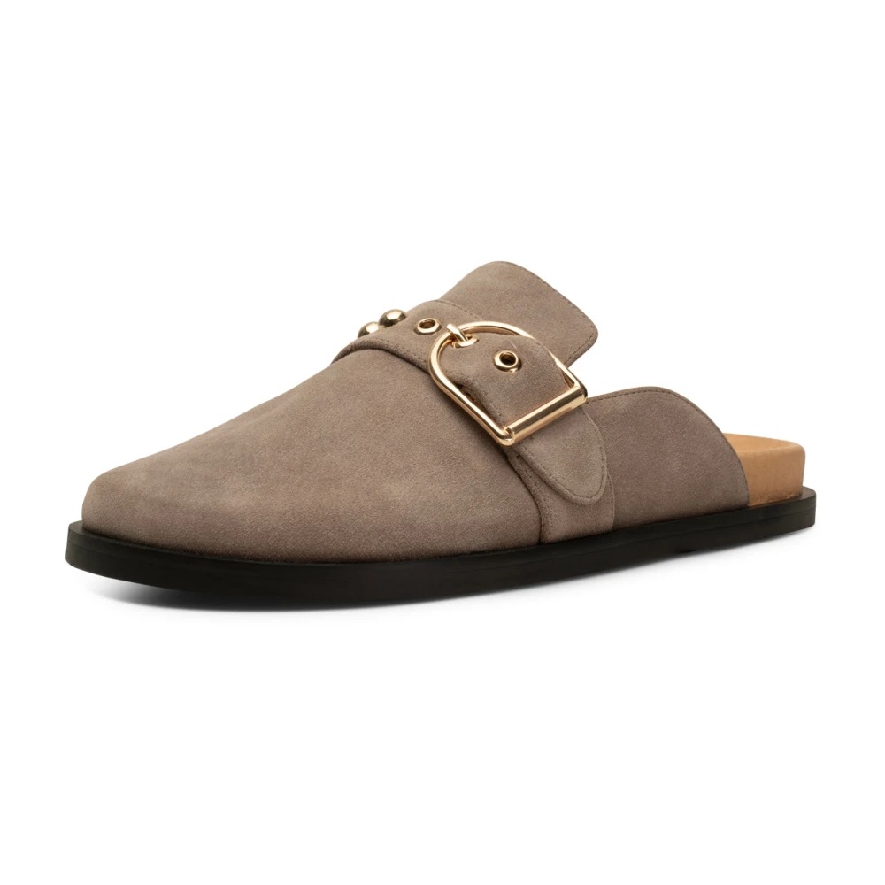 Shoe the Bear Siri Gesp Klomp Suède Taupe Beige Dames