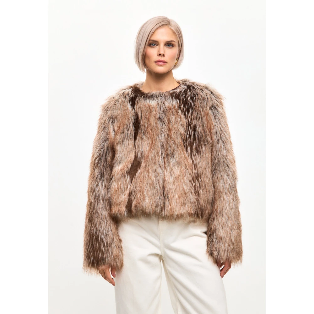 Cesare Gaspari Faux Fur & Shearling Jackets Brown Dames