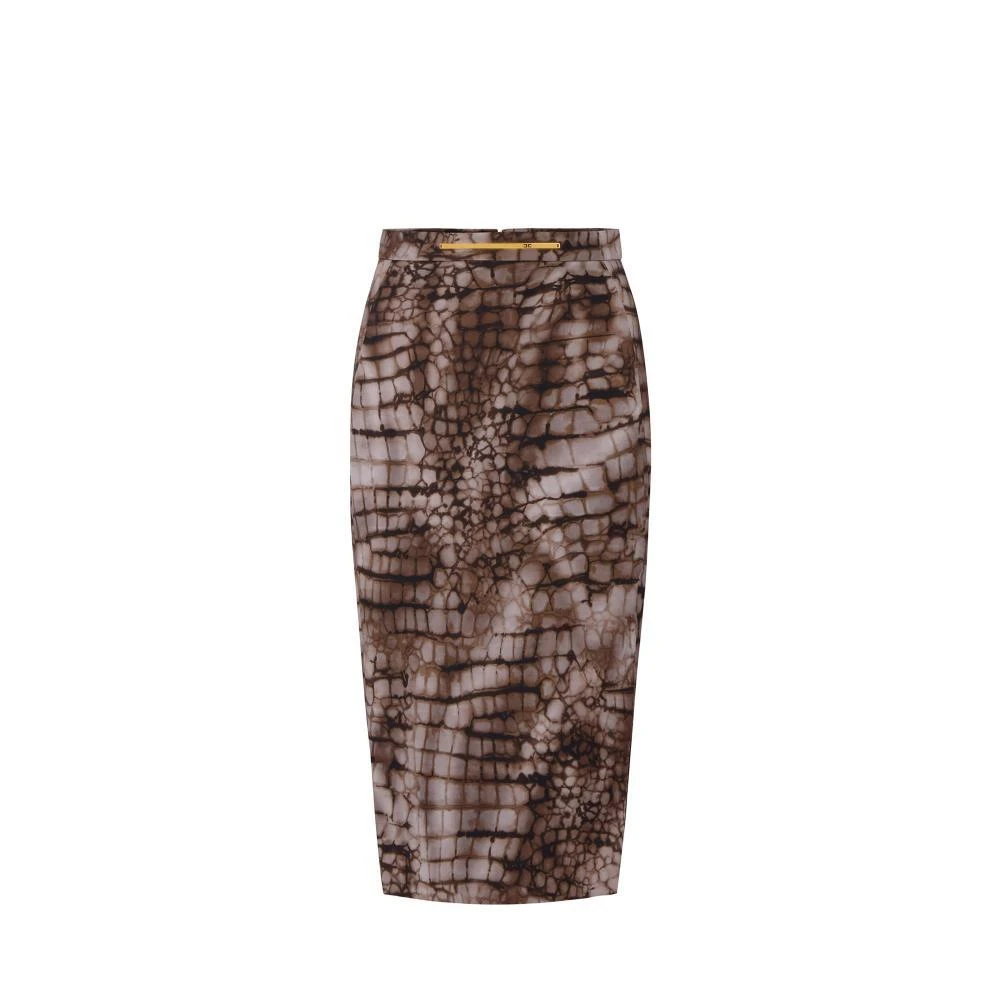 Elisabetta Franchi Women's Brown Midi Pencil Skirt - Pencil Skirts - M - Skirts