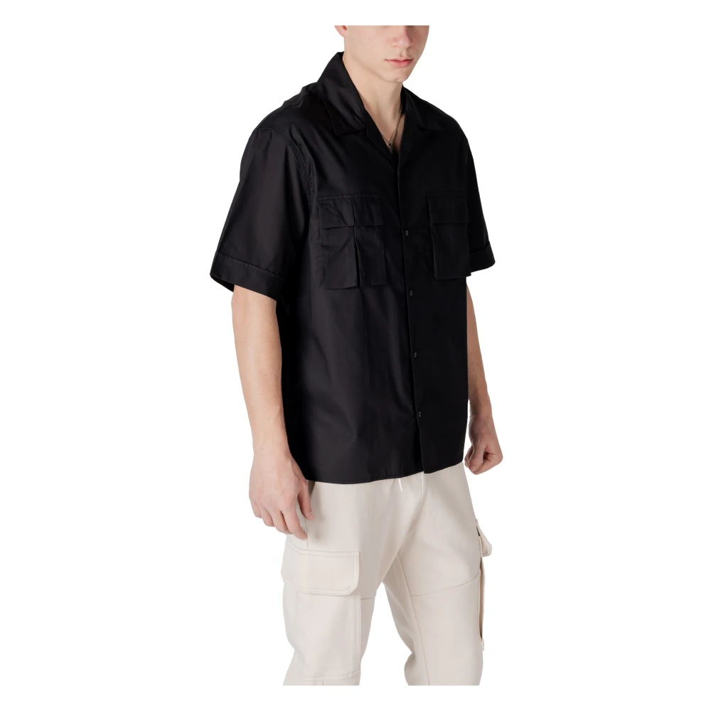 Antony Morato Zwarte V-hals shirt met zakken Black Heren