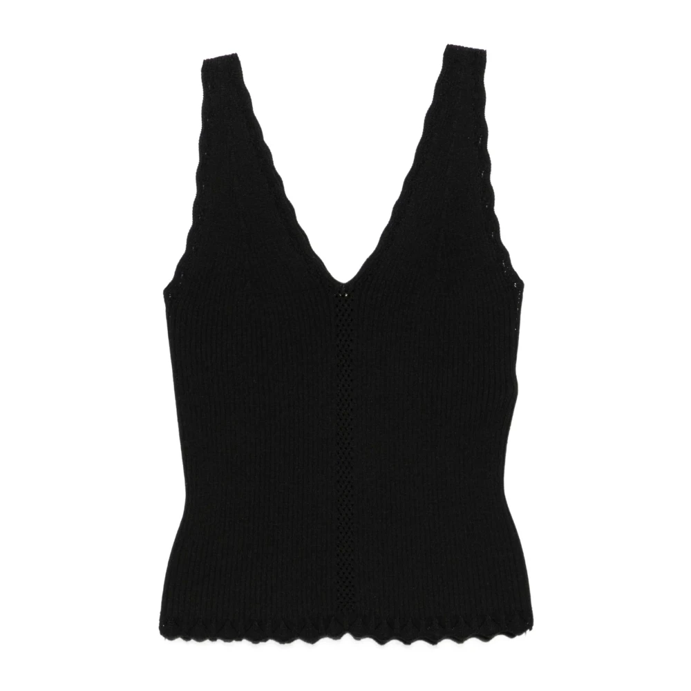 Twinset Women's Black Sleeveless Tops, S, Sleeveless Top