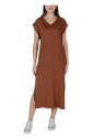 robe-marron-col-en-v-printemps-ete-coton-lycra