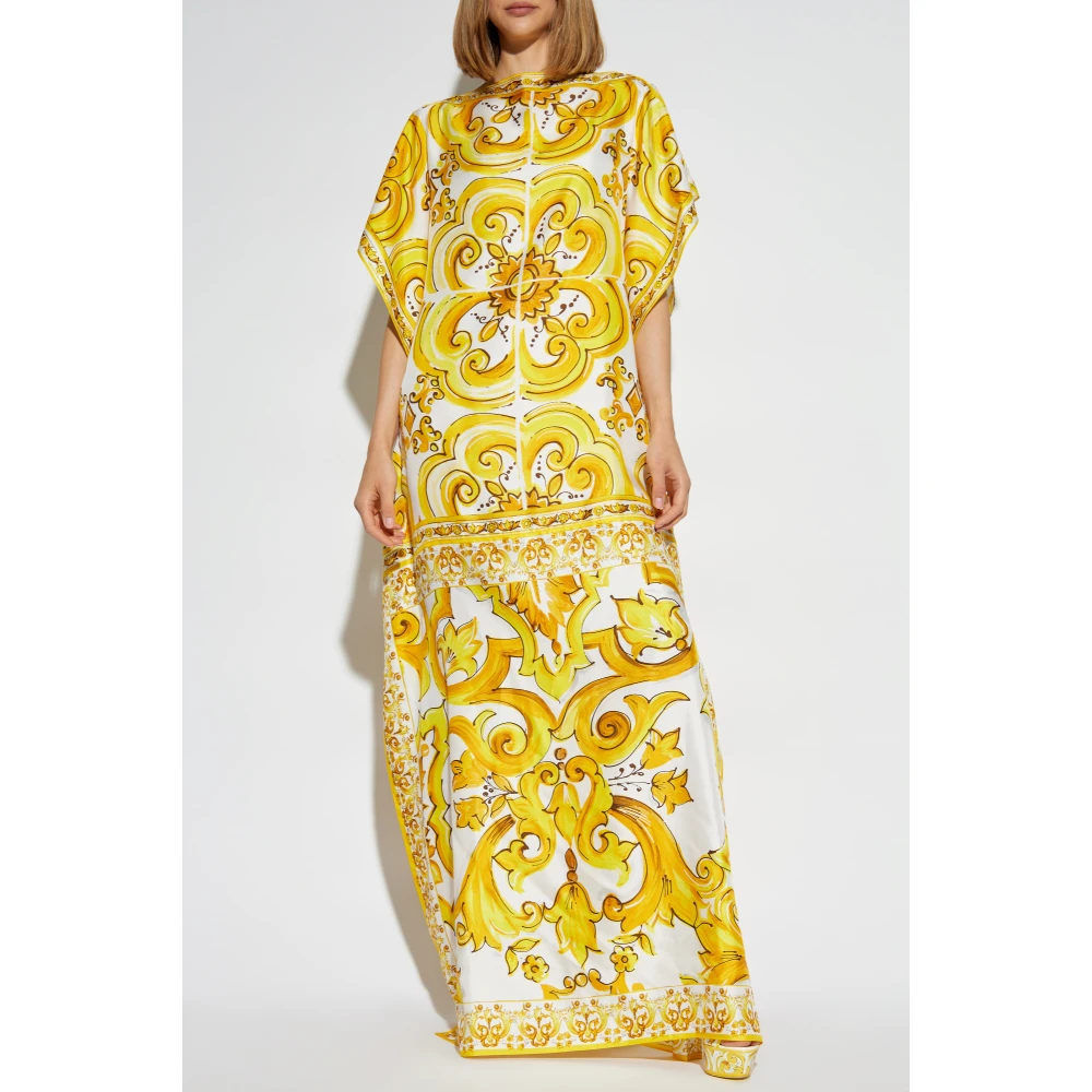 Dolce & Gabbana Jurk met 'Majolica' print Yellow Dames