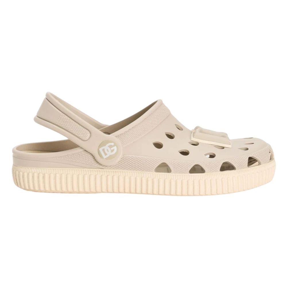 Dolce & Gabbana Unisex Kids Beige Kids Sandals, 32 Eu, Logo Clog Sandals
