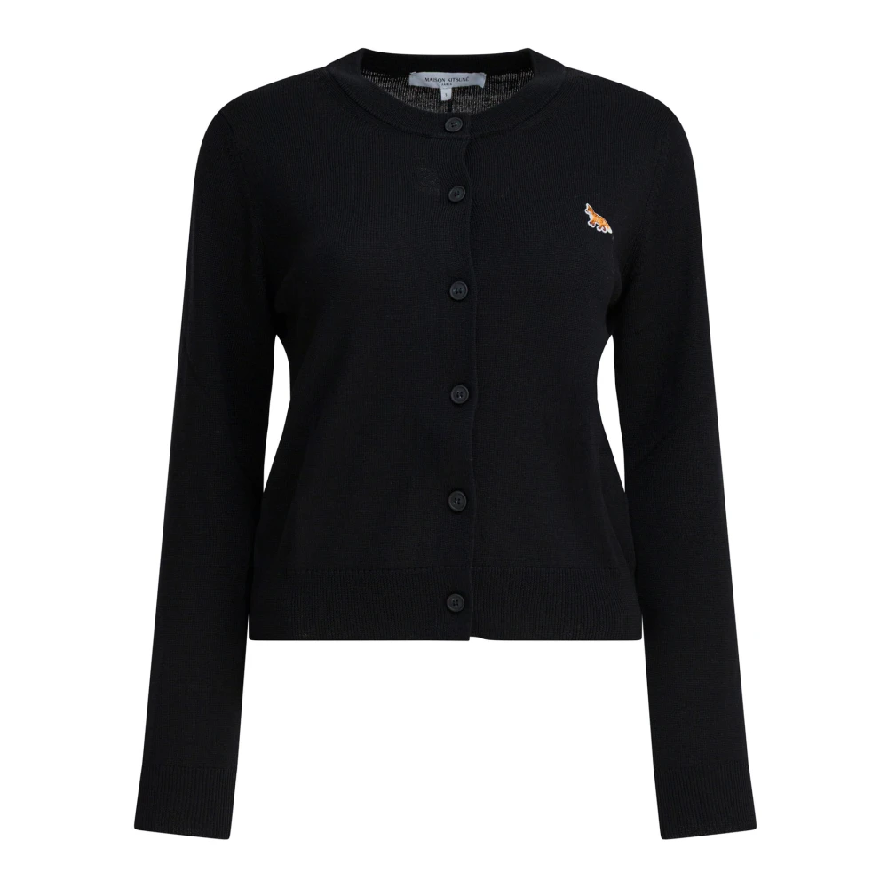 Maison Kitsuné Women's Black Cardigans, M, Clothing Knitwear Aw25