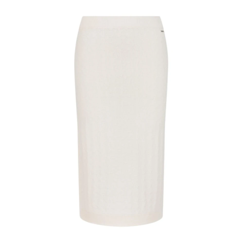 Armani Exchange Women's White Monogram Longuette Skirt