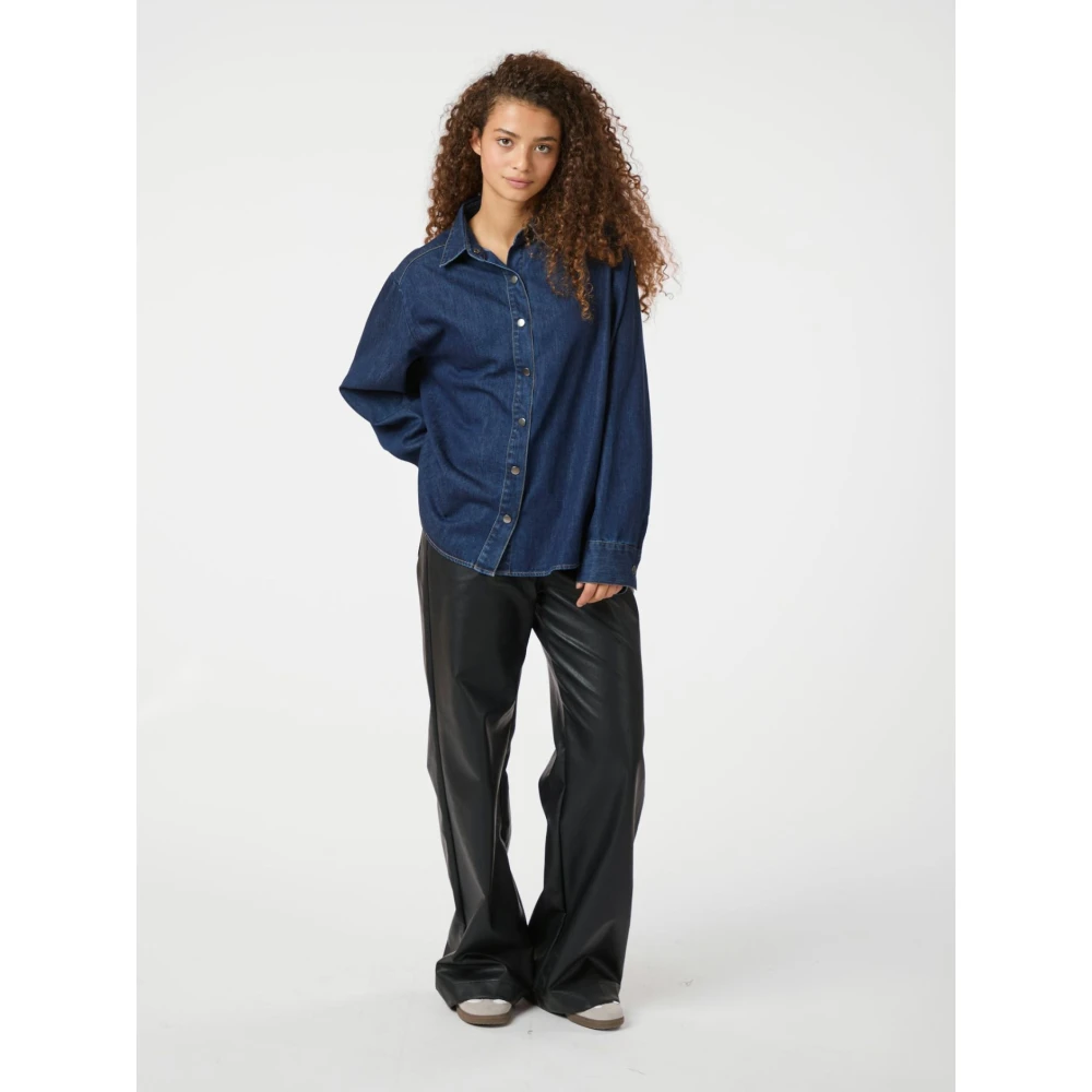 NEO NOIR Donkerblauwe Denim Overhemd Blue Dames