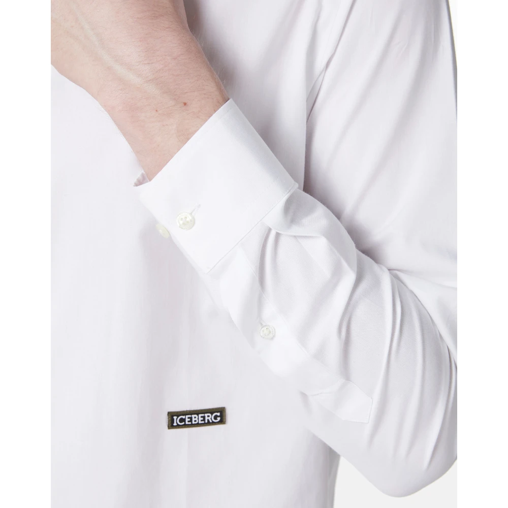Iceberg Wit slim fit overhemd met lange mouwen en patch White Heren