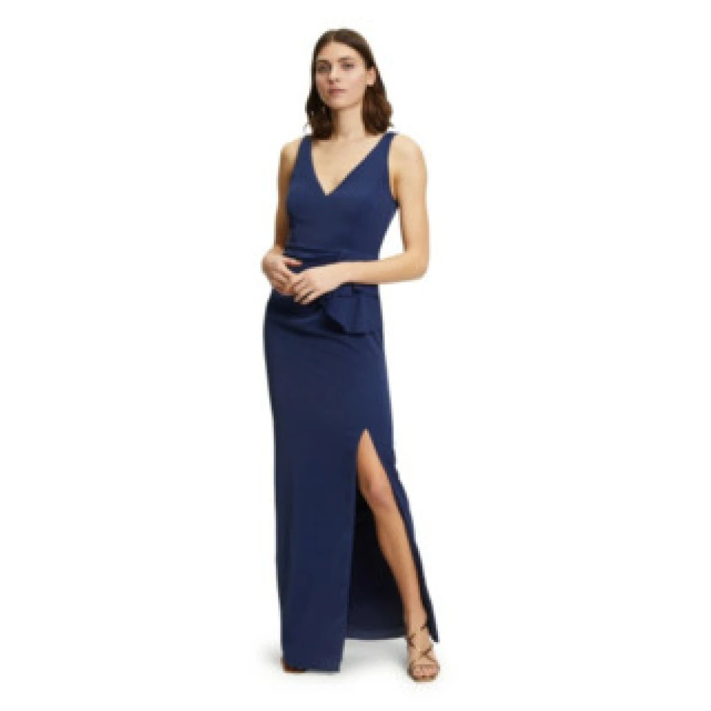 Vera Mont Blauwe Festival Mouwloze Maxi Jurk Blue Dames